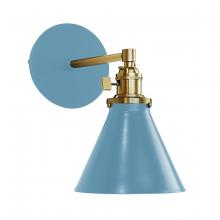 Montclair Light Works SCM405-54-91 - Uno 6" wall sconce,  Light Blue with Brushed Brass hardware