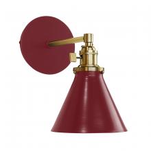 Montclair Light Works SCM405-55-91 - Uno 6" wall sconce,  Barn Red with Brushed Brass hardware