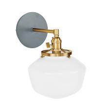 Montclair Light Works SCM413-40-91 - Uno 8" wall sconce, with Schoolhouse glass shade,  Slate Gray with Brushed Brass hardware