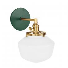 Montclair Light Works SCM413-42-91 - Uno 8" wall sconce, with Schoolhouse glass shade,  Forest Green with Brushed Brass hardware