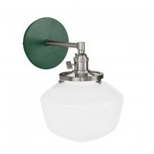 Montclair Light Works SCM413-42-96 - Uno 8" wall sconce, with Schoolhouse glass shade,  Forest Green with Brushed Nickel hardware
