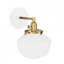 Montclair Light Works SCM413-44-91 - Uno 8" wall sconce, with Schoolhouse glass shade,  White with Brushed Brass hardware