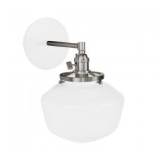 Montclair Light Works SCM413-44-96 - Uno 8" wall sconce, with Schoolhouse glass shade,  White with Brushed Nickel hardware