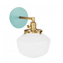 Montclair Light Works SCM413-48-91 - Uno 8" wall sconce, with Schoolhouse glass shade,  Sea Green with Brushed Brass hardware
