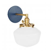 Montclair Light Works SCM413-50-91 - Uno 8" wall sconce, with Schoolhouse glass shade,  Navy with Brushed Brass hardware