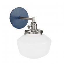 Montclair Light Works SCM413-50-96 - Uno 8" wall sconce, with Schoolhouse glass shade,  Navy with Brushed Nickel hardware