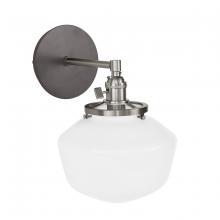 Montclair Light Works SCM413-51-96 - Uno 8" wall sconce, with Schoolhouse glass shade,  Architectural Bronze with Brushed Nickel hard
