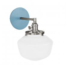 Montclair Light Works SCM413-54-96 - Uno 8" wall sconce, with Schoolhouse glass shade,  Light Blue with Brushed Nickel hardware
