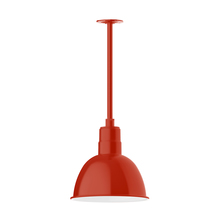 Montclair Light Works STA116-26 - 12" Deep Bowl shade, stem mount pendant with canopy, Vermillion
