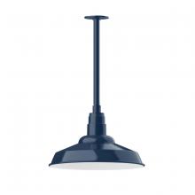 Montclair Light Works STB184-50 - 16" Warehouse shade, stem mount pendant with canopy, Navy
