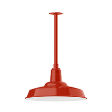 Montclair Light Works STB185-26 - 18" Warehouse shade, stem mount pendant with canopy, Vermillion