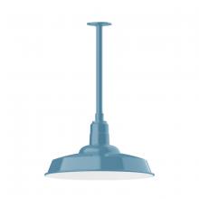 Montclair Light Works STB185-54 - 18" Warehouse shade, stem mount pendant with canopy, Light Blue