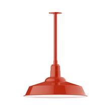 Montclair Light Works STB186-26 - 20" Warehouse shade, stem mount pendant with canopy, Vermillion
