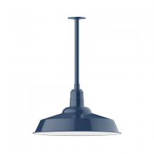 Montclair Light Works STB186-50 - 20" Warehouse shade, stem mount pendant with canopy, Navy