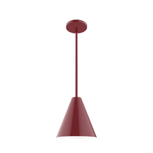 Montclair Light Works STG420-55 - 8" Jynx Stem Hung Pendant, Barn Red