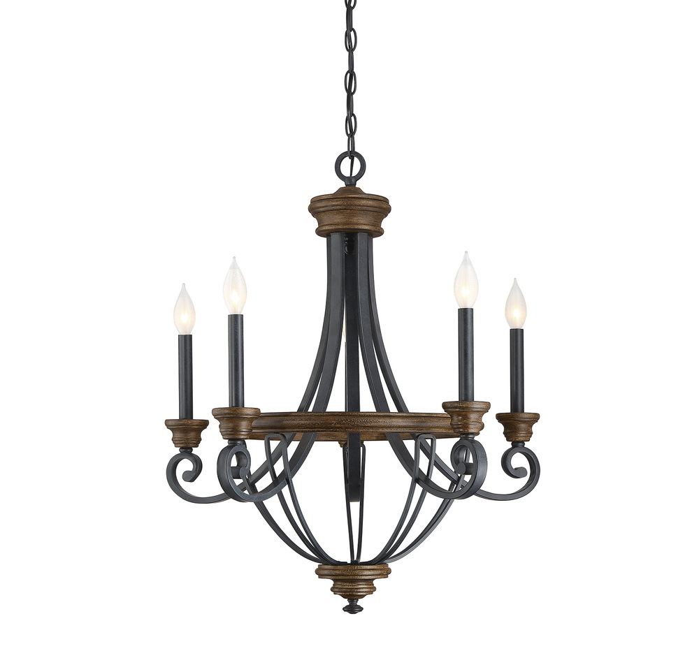 Wickham 5-Light Chandelier in Whiskey Wood
