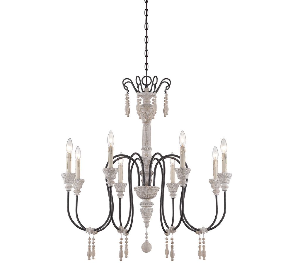 Ashland 8-Light Chandelier in White Washed Driftwood