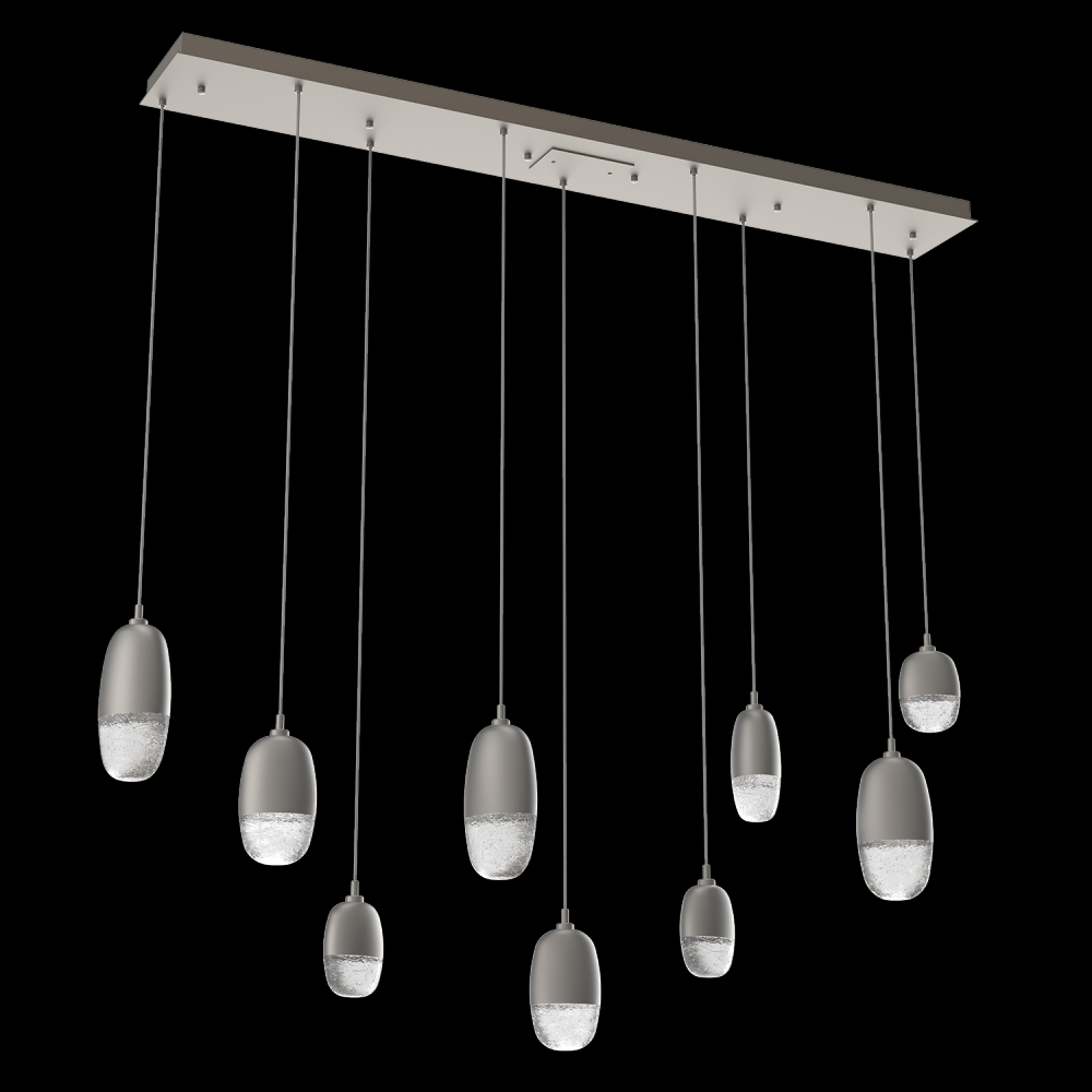 Pebble 9 Linear Multiport S/M/L Glass-Oil Rubbed Bronze-Pebble Clear