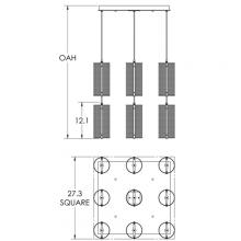 Hammerton CHB0019-09-NB-F-C01-E2 - Uptown Mesh Square 9pc Multi-Pendant