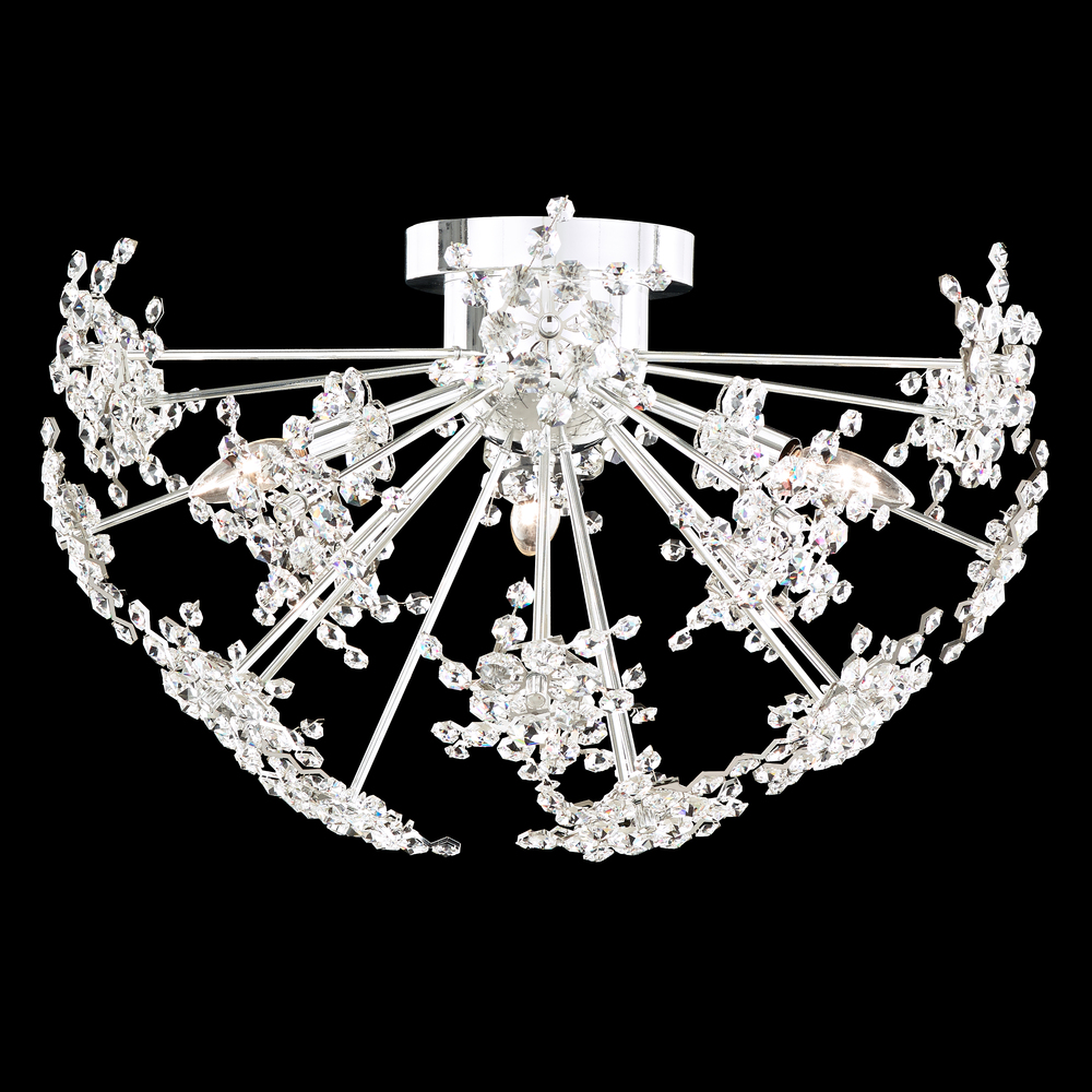 Esteracae 24IN 120V Flush Mount in Antique Silver with Radiance Crystal