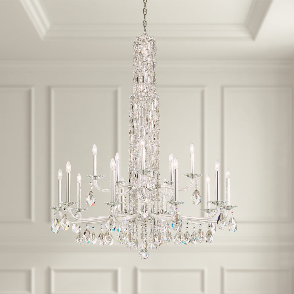 Siena 17 Light 120V Chandelier in Polished Stainless Steel with Radiance Crystal