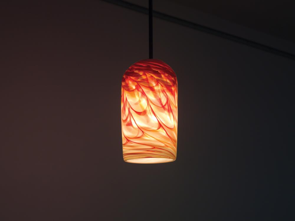 Rose Cylinder - Pendant - Incandescent 35" OA Drop-Clear Green