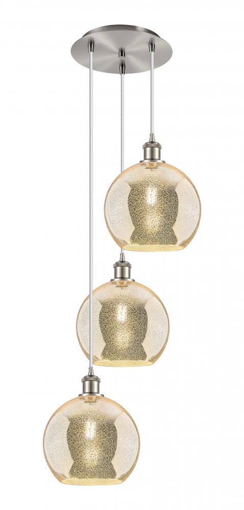 Athens - 3 Light - 17 inch - Brushed Satin Nickel - Cord Hung - Multi Pendant