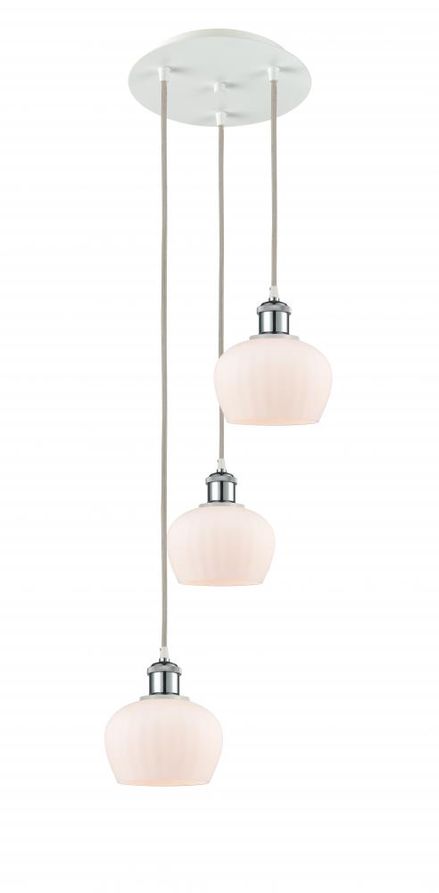 Fenton - 3 Light - 13 inch - White Polished Chrome - Cord Hung - Multi Pendant