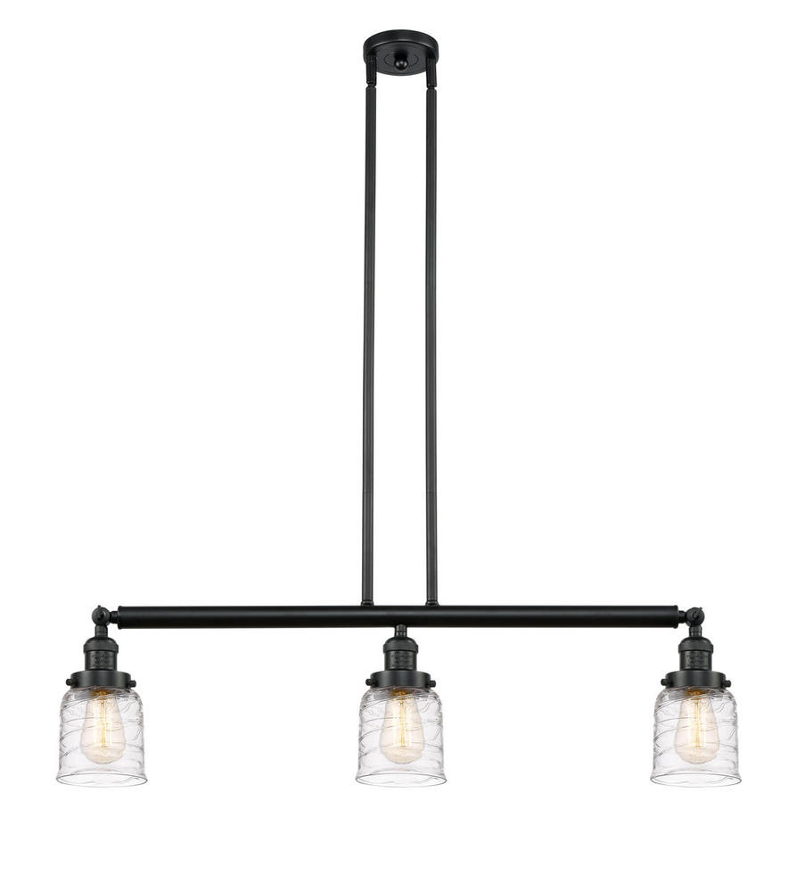Bell - 3 Light - 38 inch - Matte Black - Stem Hung - Adjustable Island Light