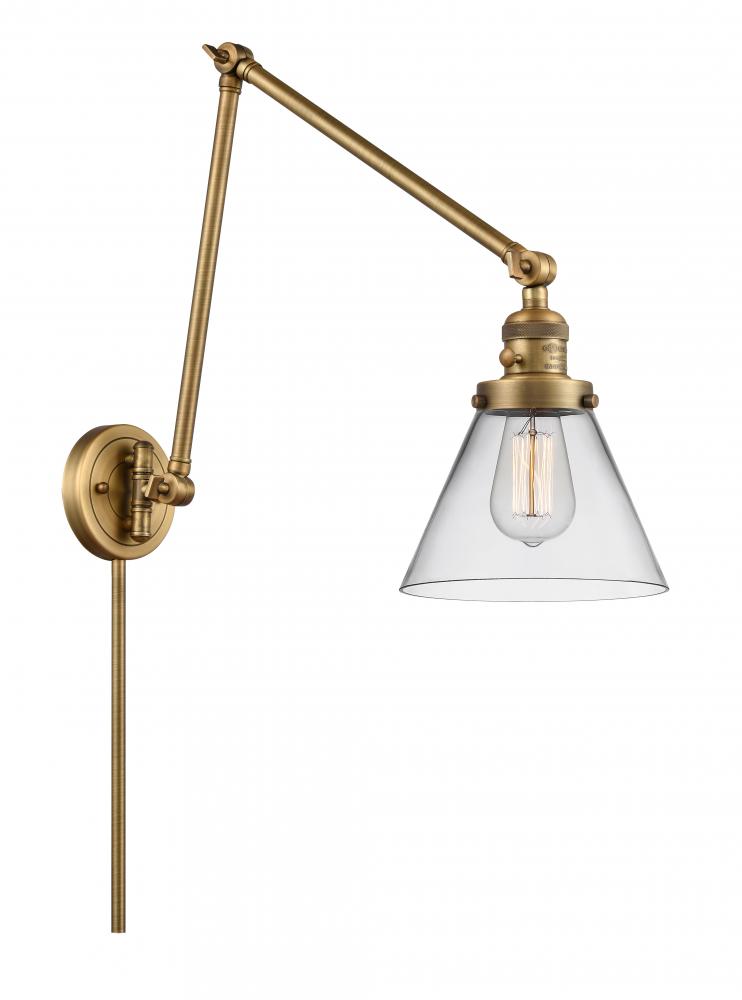 Cone - 1 Light - 8 inch - Brushed Brass -Adjustable Swing Arm
