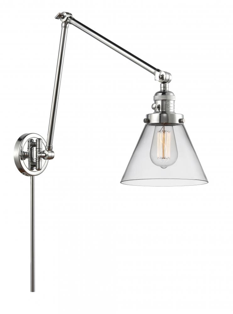 Cone - 1 Light - 8 inch - Polished Chrome -Adjustable Swing Arm