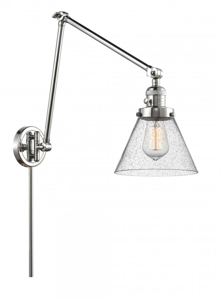 Cone - 1 Light - 8 inch - Polished Chrome -Adjustable Swing Arm