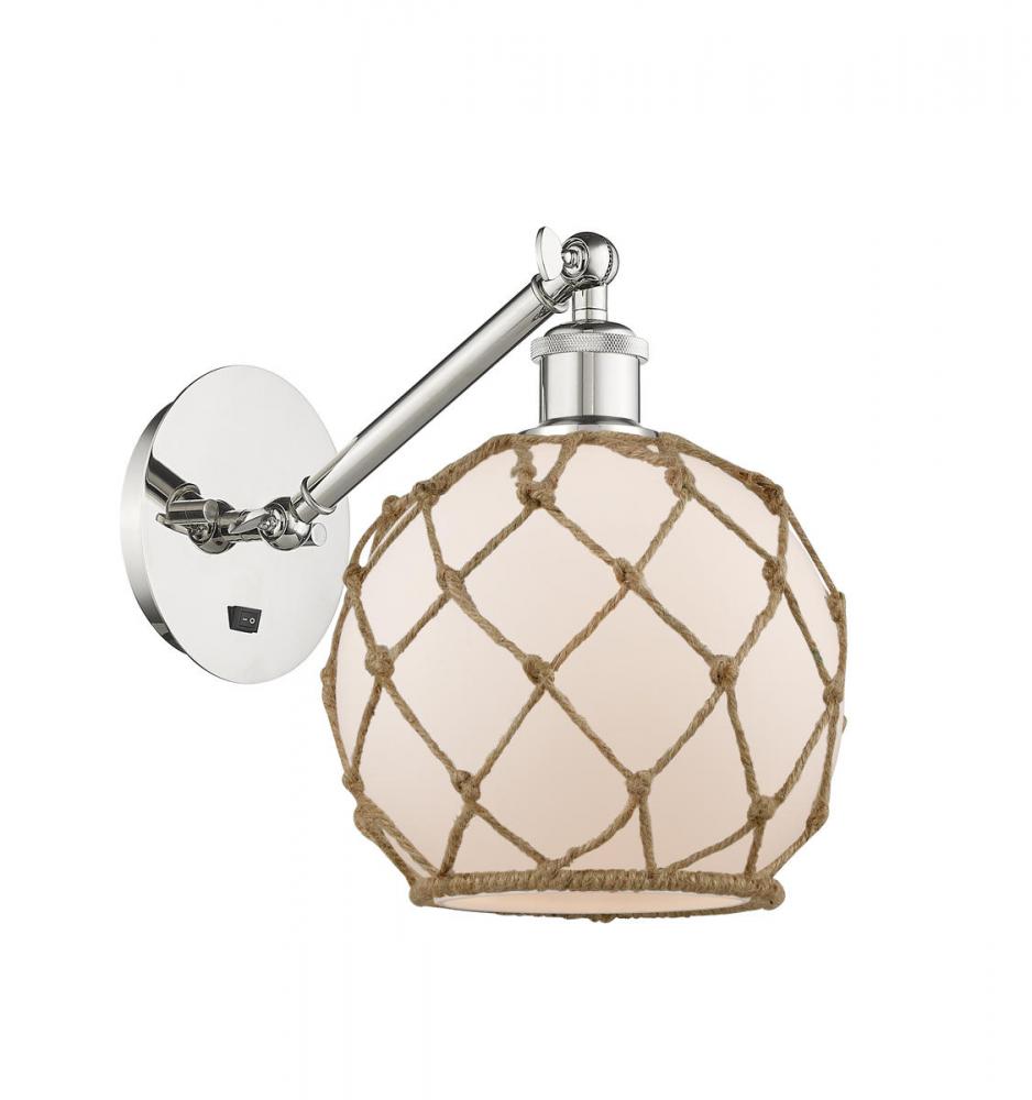 Farmhouse Rope - 1 Light - 8 inch - Polished Nickel - Adjustable Sconce