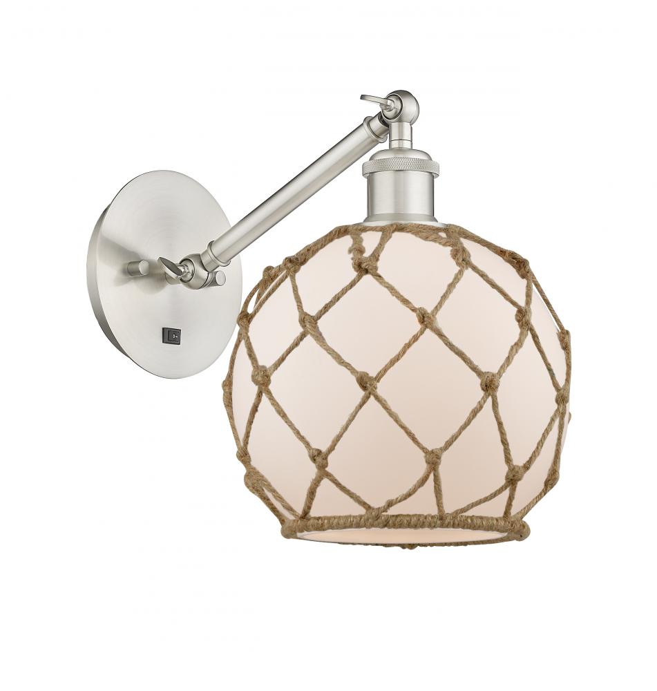 Farmhouse Rope - 1 Light - 8 inch - Brushed Satin Nickel - Adjustable Sconce