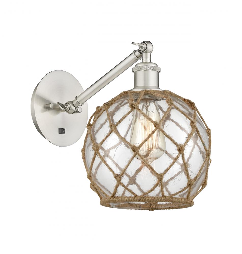 Farmhouse Rope - 1 Light - 8 inch - Brushed Satin Nickel - Adjustable Sconce