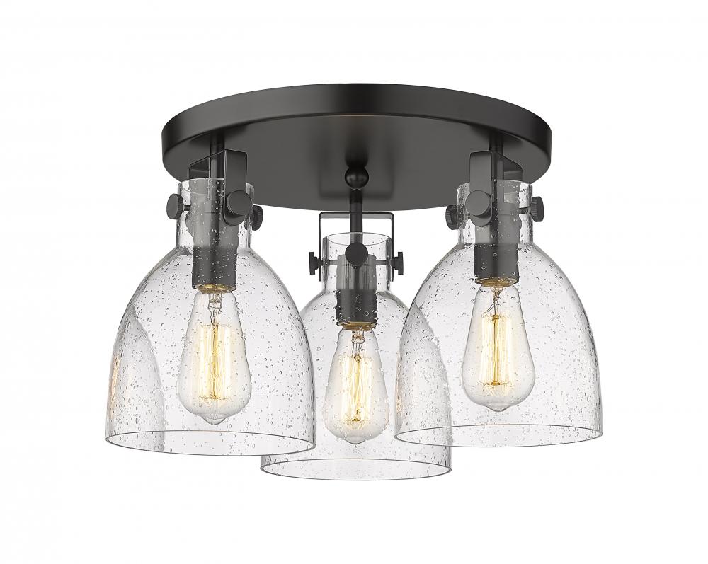 Newton Bell - 3 Light - 18 inch - Matte Black - Flush Mount