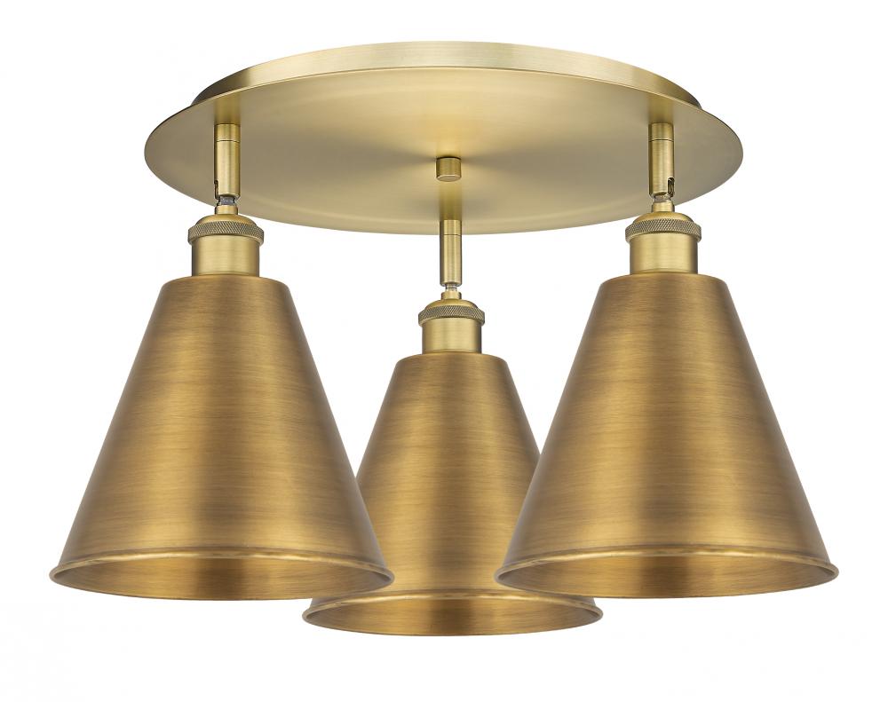 Berkshire - 3 Light - 20 inch - Brushed Brass - Flush Mount
