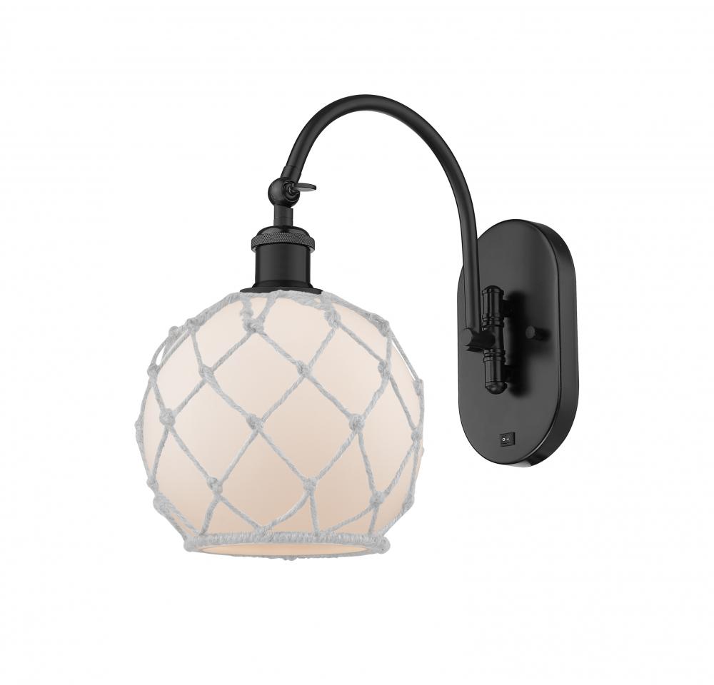 Farmhouse Rope - 1 Light - 8 inch - Matte Black - Adjustable Swing Arm