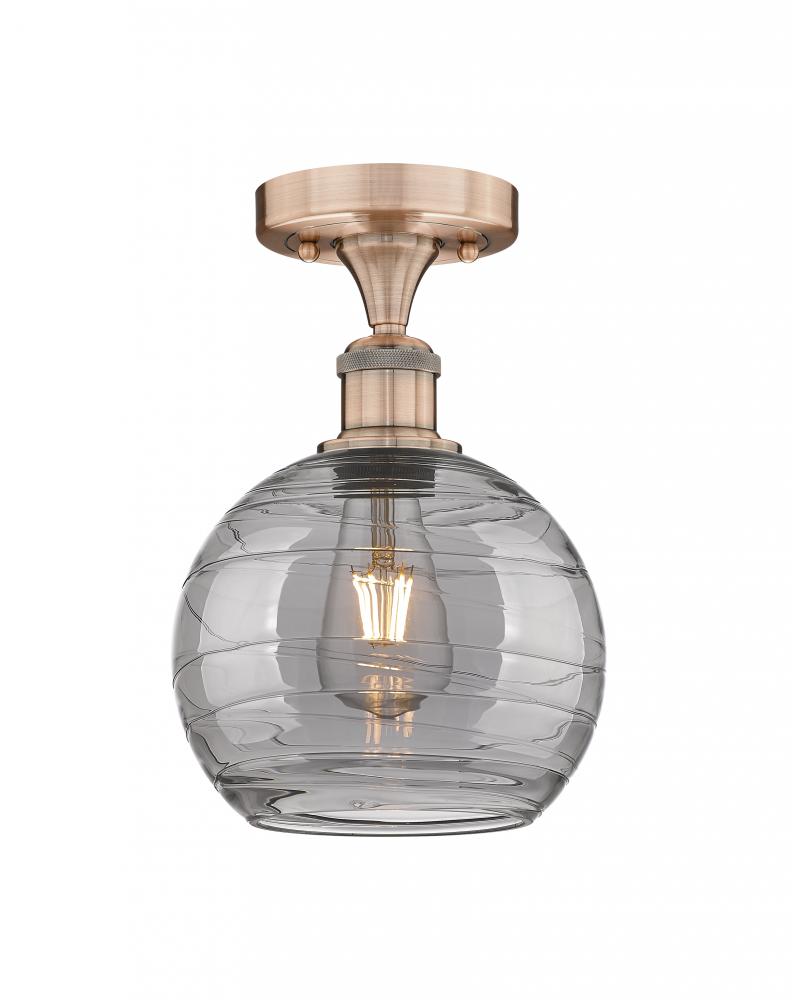 Athens Deco Swirl - 1 Light - 8 inch - Antique Copper - Semi-Flush Mount