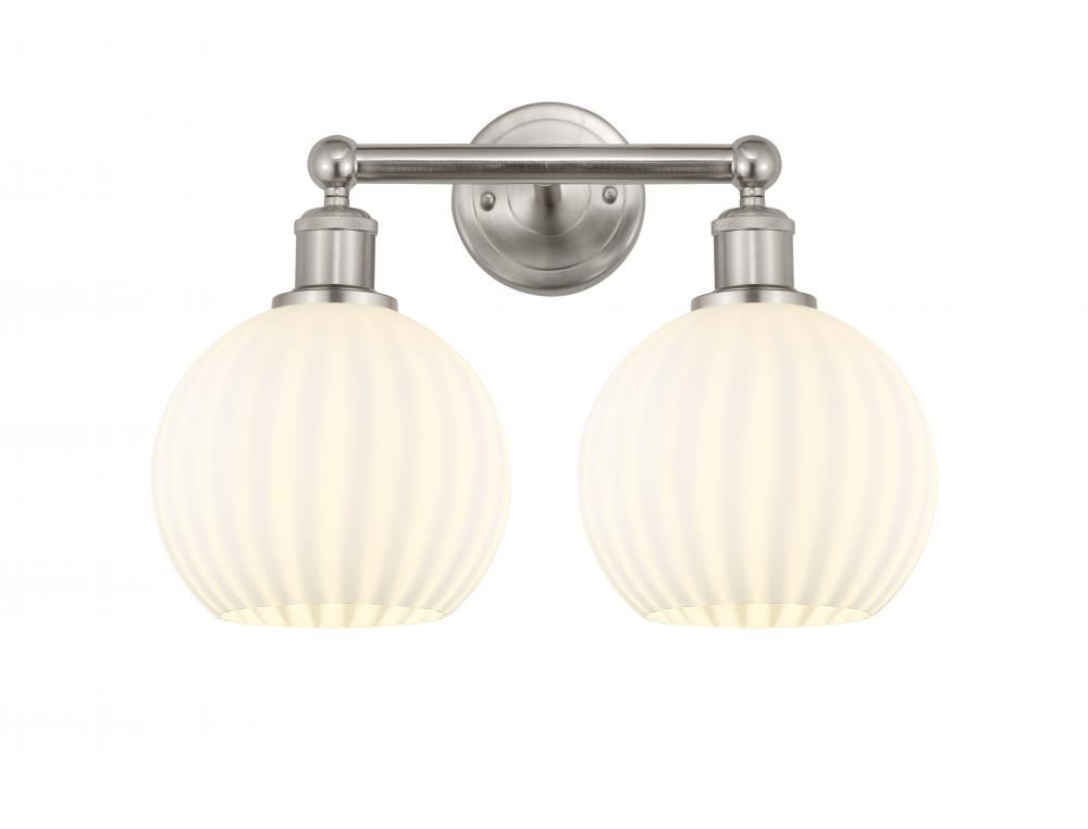 White Venetian - 2 Light - 17 inch - Satin Nickel - Bath Vanity Light