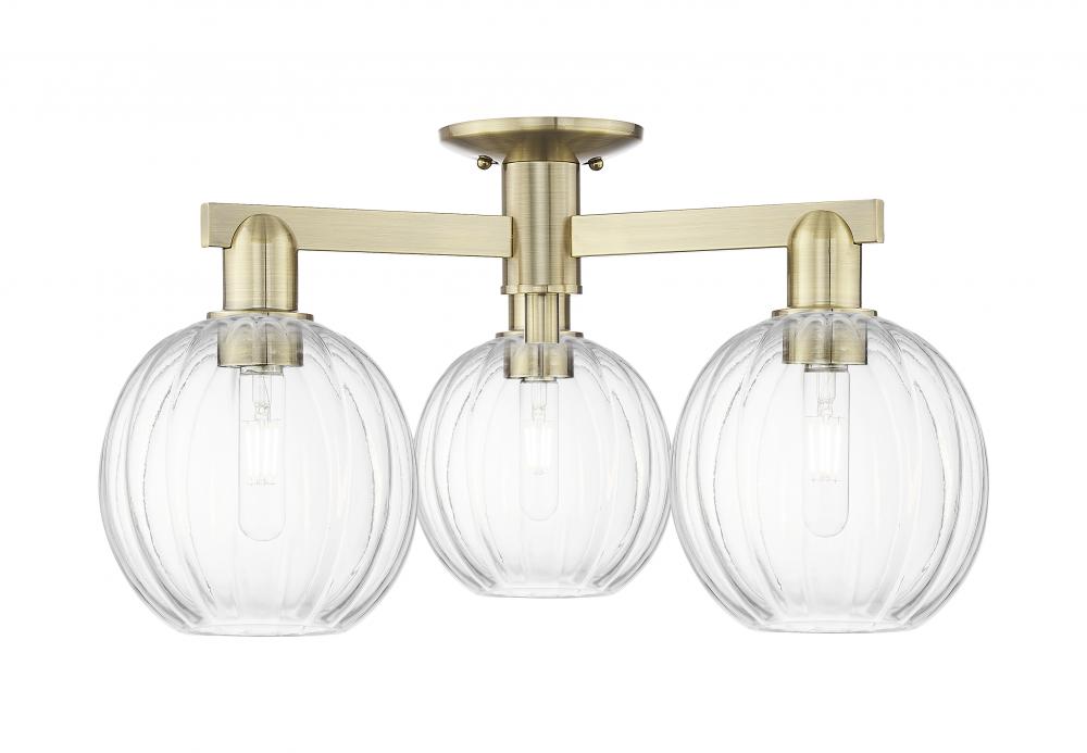 Preston Globe - 3 Light - 6 inch - Antique Brass - Semi-Flush Mount