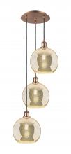 Innovations Lighting 113B-3P-AC-G128-10 - Athens - 3 Light - 17 inch - Antique Copper - Cord Hung - Multi Pendant
