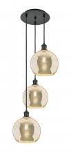 Innovations Lighting 113B-3P-BK-G128-10 - Athens - 3 Light - 17 inch - Matte Black - Cord Hung - Multi Pendant