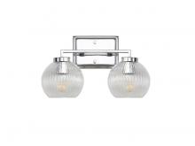 Golden 3094-BA2 CH-RIB - Elliott 2-Light Vanity Light in Chrome with Ribbed Clear Shade