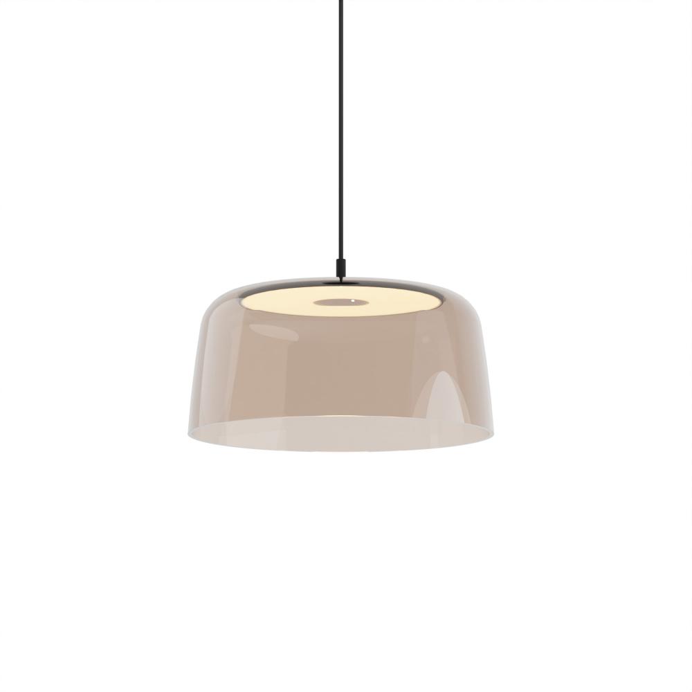 Yurei Single Pendant Lamp (Matte Black) with 14" Acrylic Shade, Tea Brown