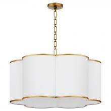 Quorum 8228-6-47 - Belinder 6 Light Fabric Pendant, Lacquered Brass
