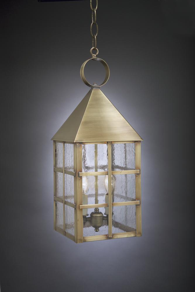 Pyramid Top H-Bars Hanging Dark Antique Brass Medium Base Socket Clear Glass